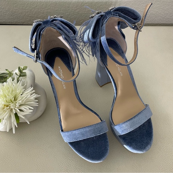 ANTONIO MELANI Janie Velvet Platform Dress Sandals - Picture 4 of 13